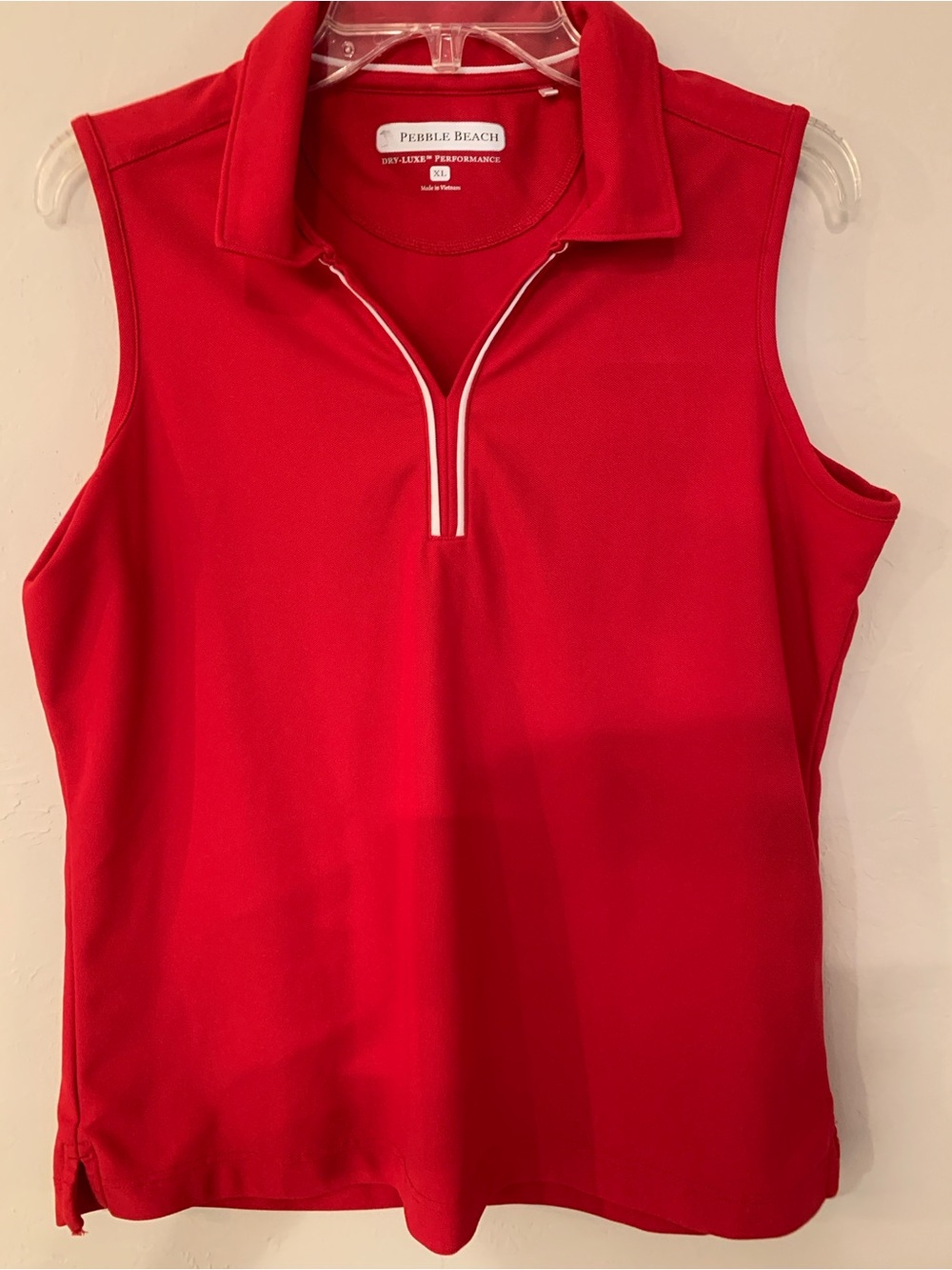 Pebble Beach Red Sleeveless Polo Tank Golf Shirt XL fits tight like large